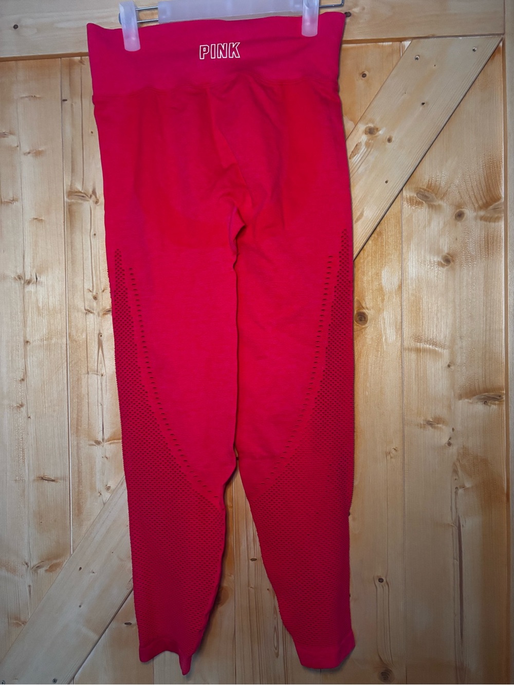NWT- PINK Victoria's Secret Seamless Mesh Leggings Red/Orange High Waist Medium